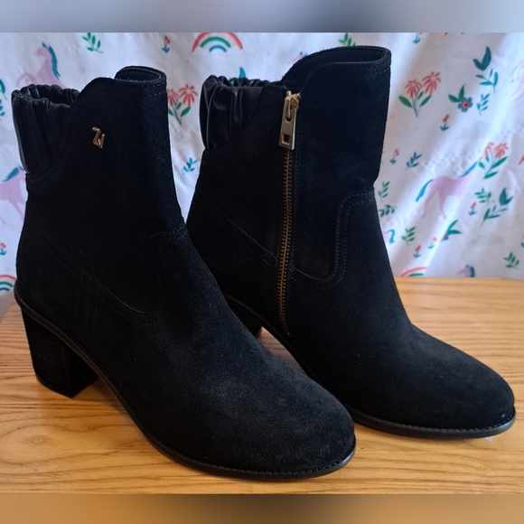 NWOT Zadig & Voltaire Black Suede Chunky Goth Moto Bootie Boot Heel Shoe SZ 7.5 - Picture 3 of 10